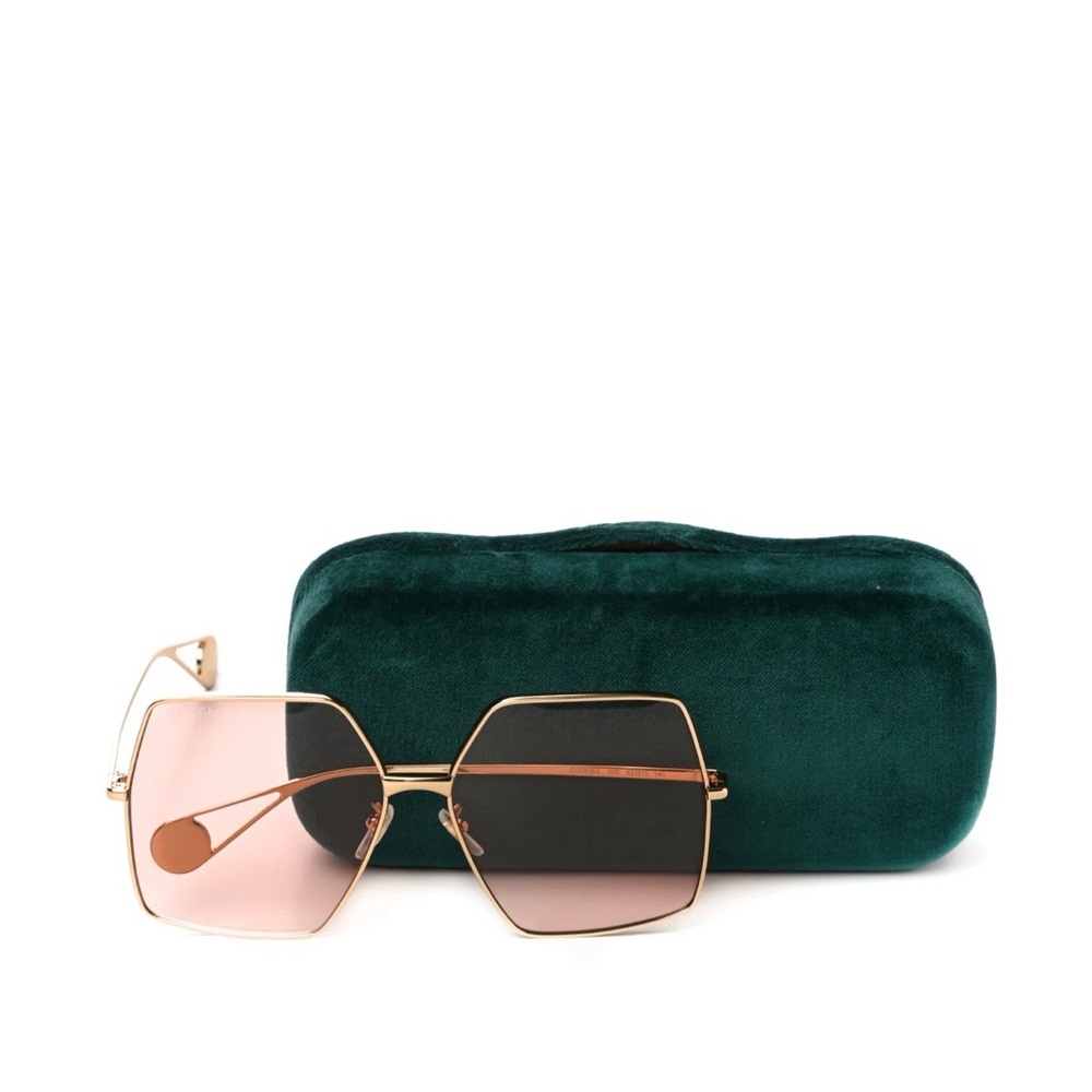 NEW GUCCI  Rose Lense Geometric Sunglasses with Velvet Case